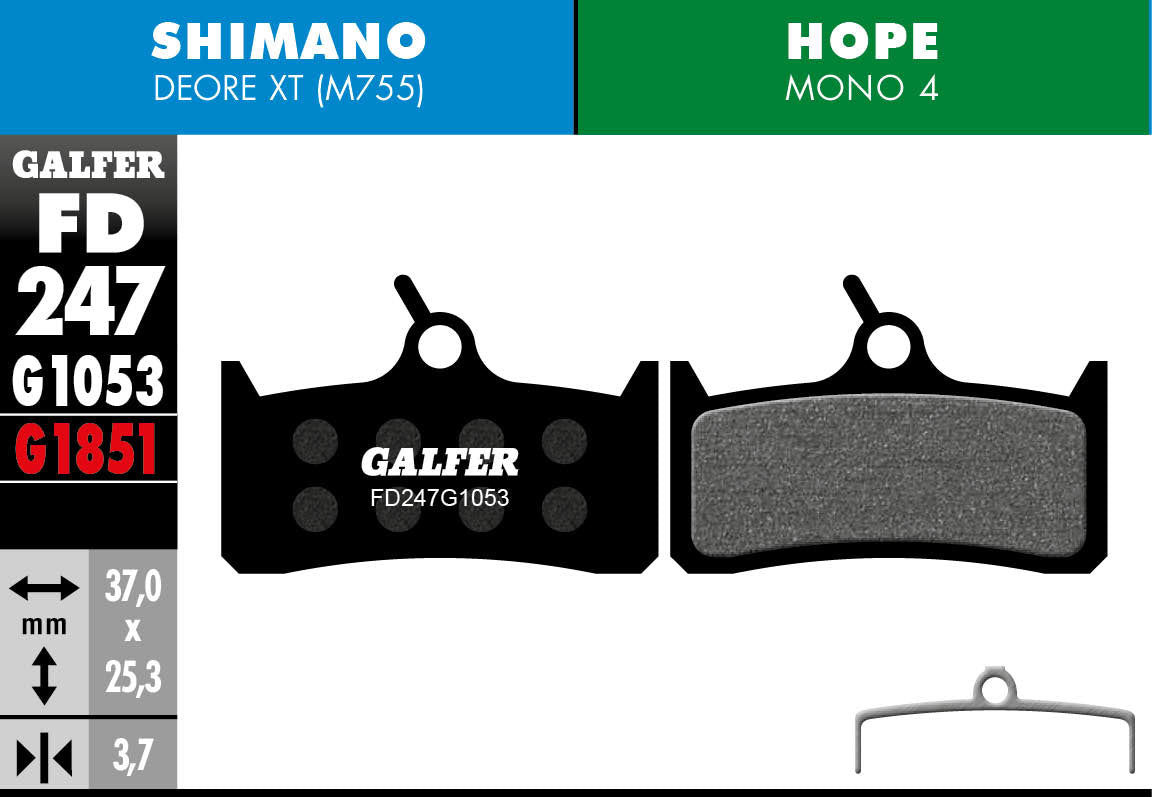 FD247 BRAKE PADS SHIMANO DEORE XT (M755), Hope Mono M4