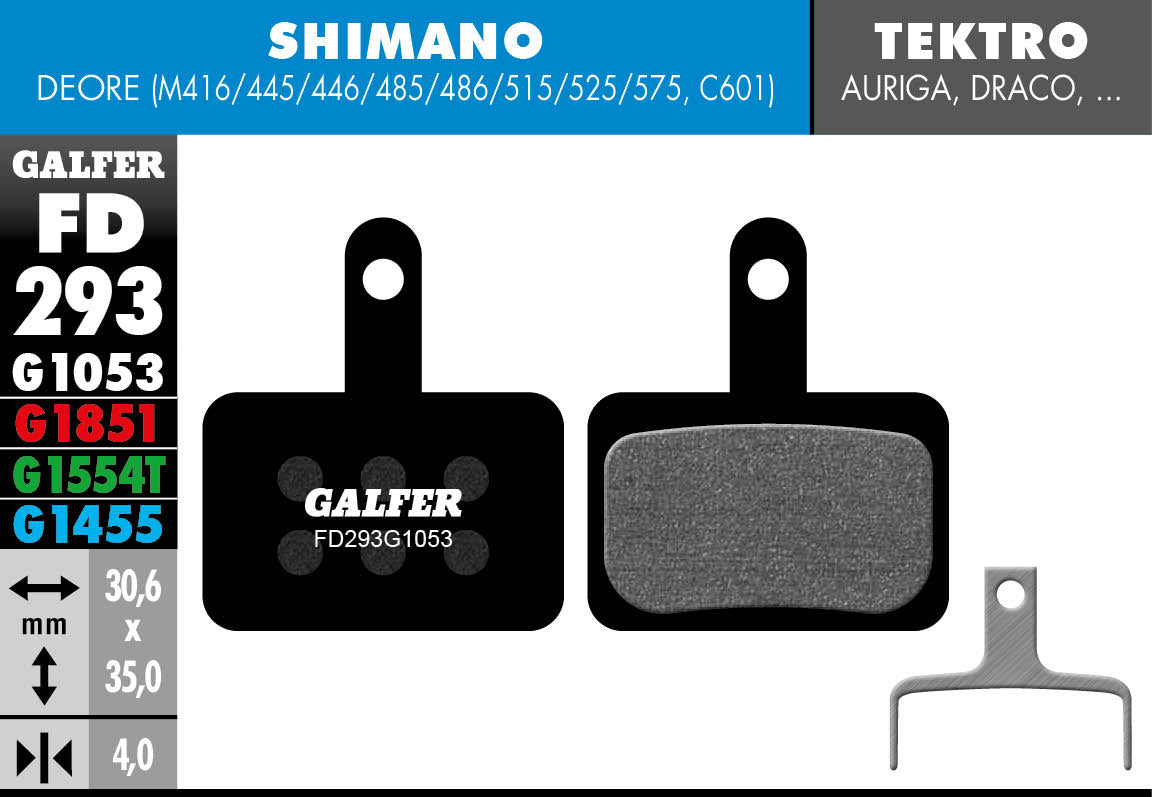 FD293 BRAKE PAD BULK (30) SHIMANO DEORE, TEKTRO AURIGA