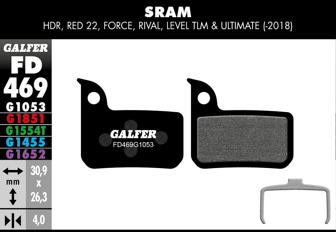 FD469 BRAKE PAD BULK (30) SRAM RED 22, FORCE, RIVAL, LEVEL TLM & ULTIMATE (-2018)