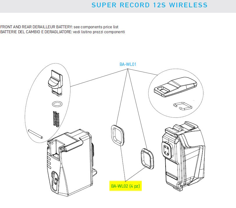 Super Record Wireless Batteries O-Rings (4pcs)
