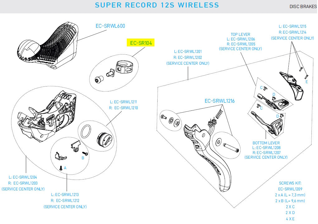 Super Record Wireless EP Fixing Clamp + Bolts + Nuts (2pcs)