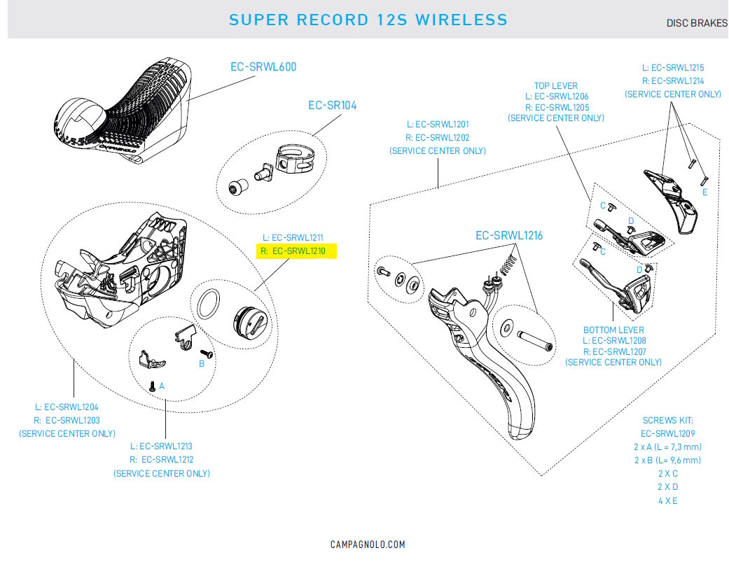 Super Record Wireless EP RH Battery Cover + O-Ring