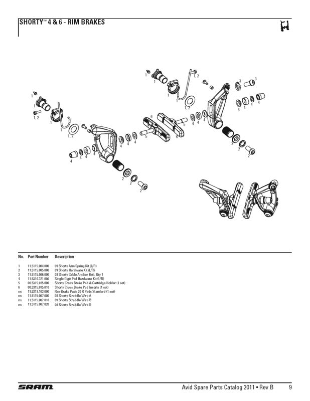 BRAKE PAD SHORTY CROSS