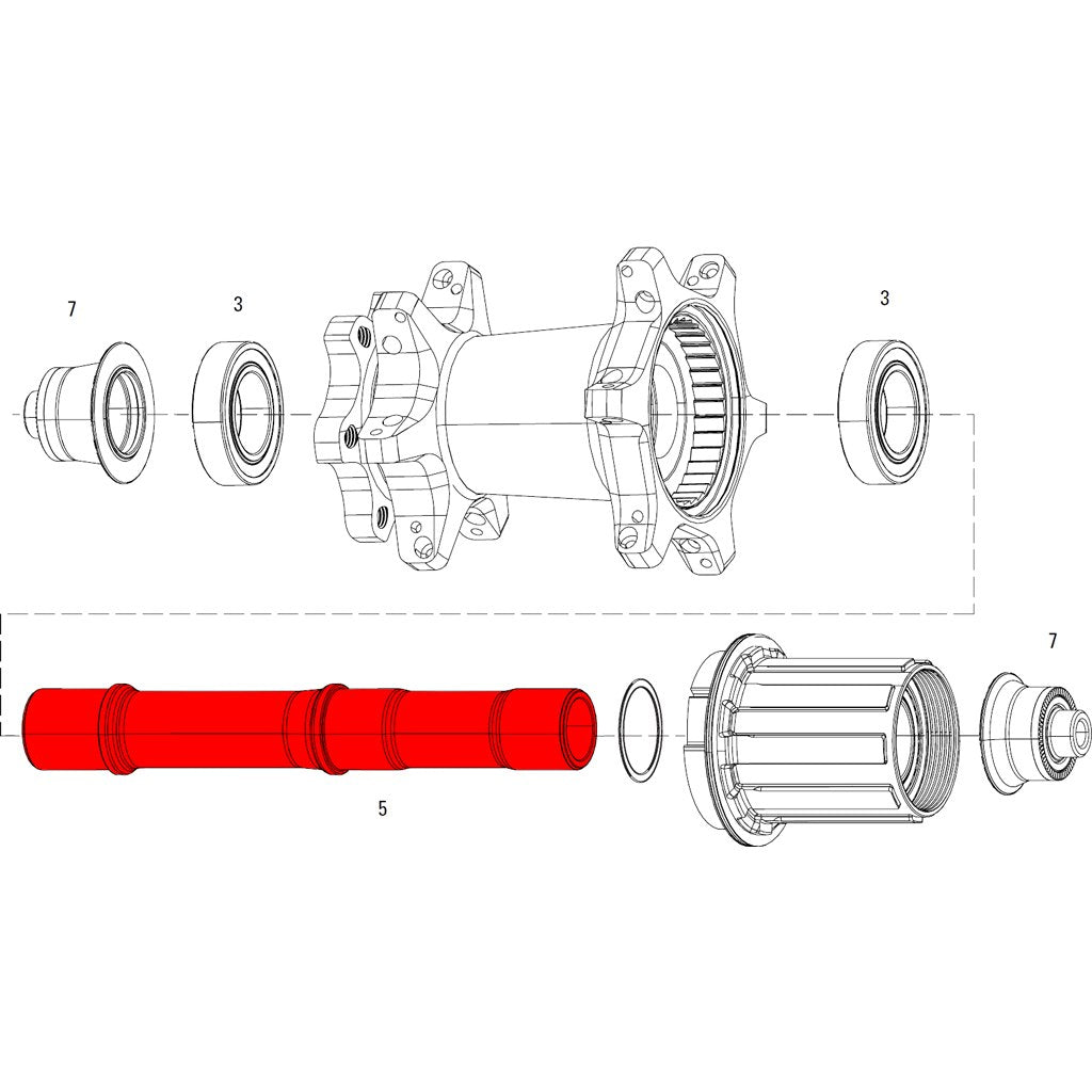AXLE W/BEARINGS REAR COGN DB