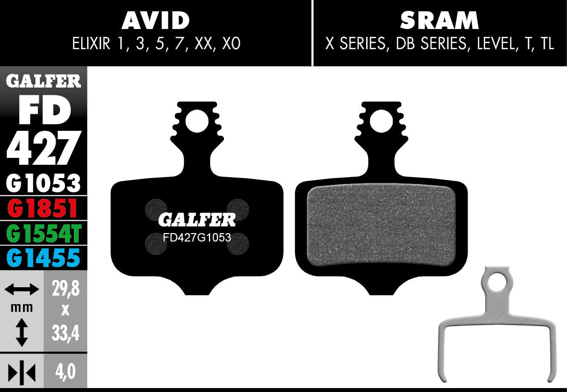 FD427 BRAKE PADS BULK (30pr) ELIXIR 1,3,5,7,XX,XO; SRAM X-SERIES, DB-SERIES