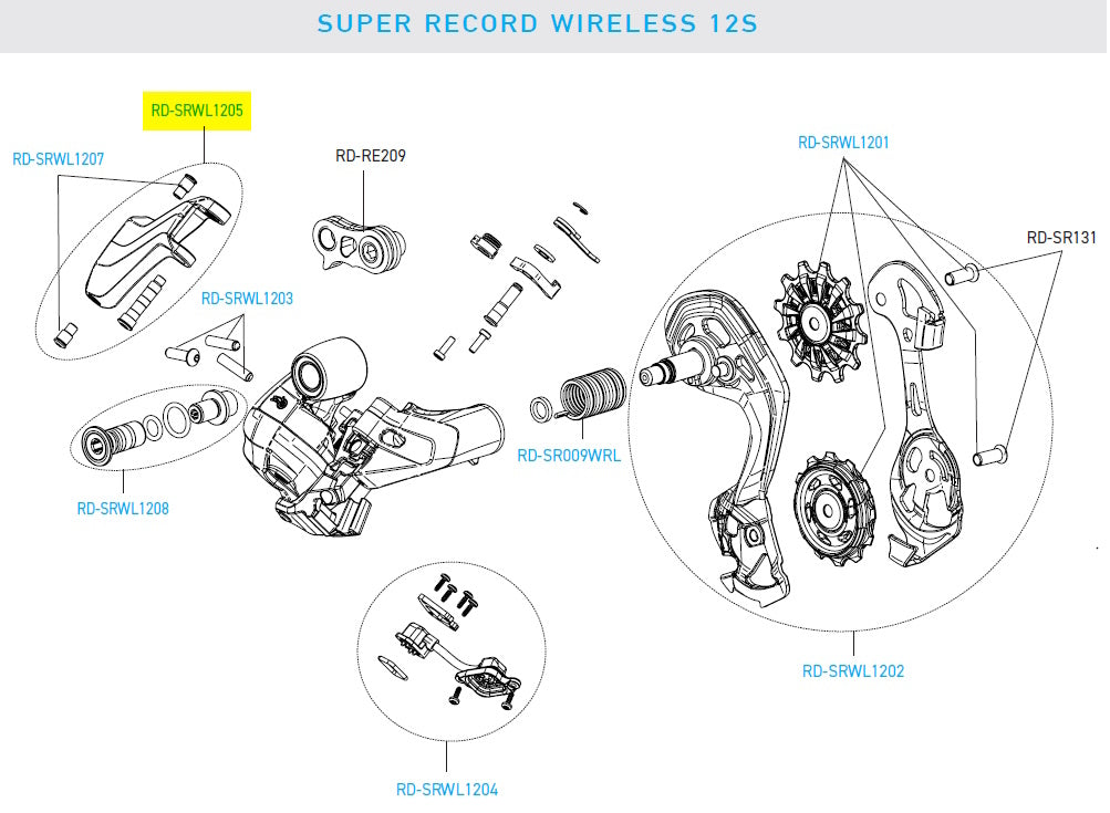Super Record Wireless RR Deralleur Rod + Screws
