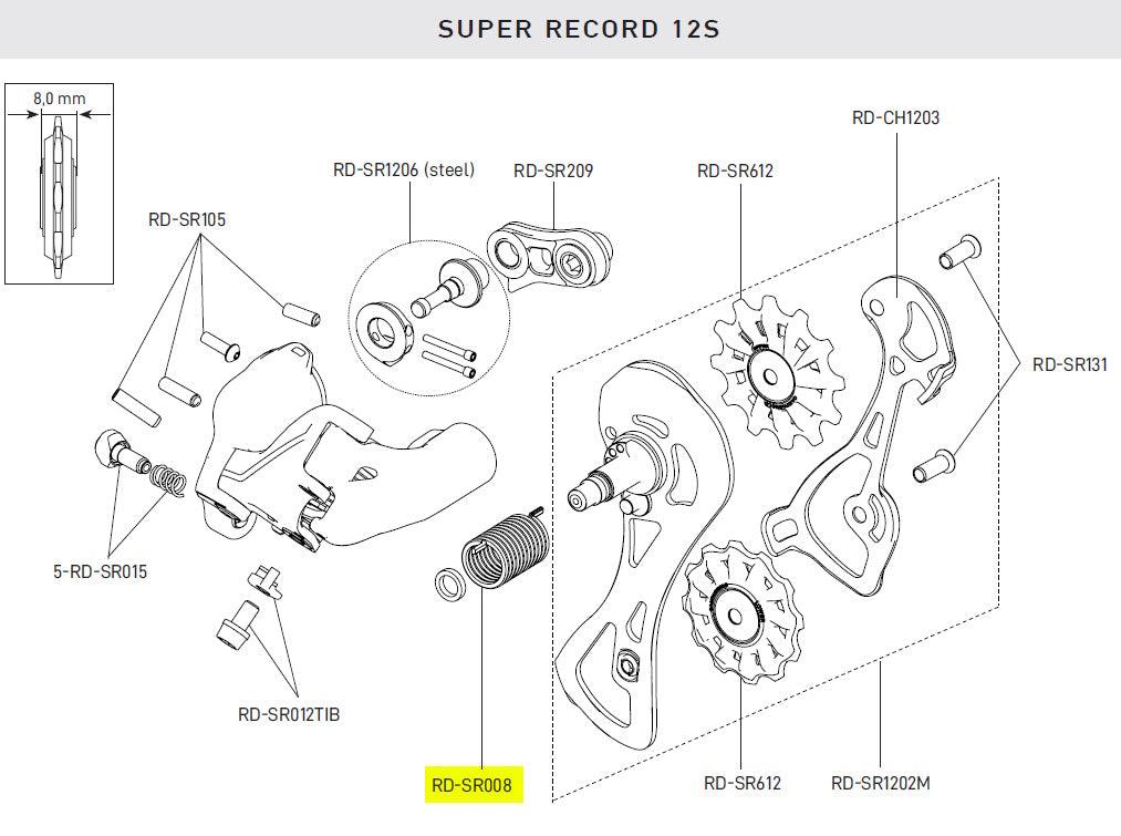 SR/RE/CH RR Derailleur Cage Return Spring