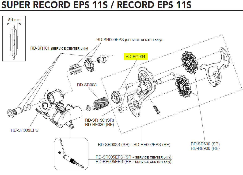 EPS 11s RR Derailleur Indexed Ratchet Pre 2017