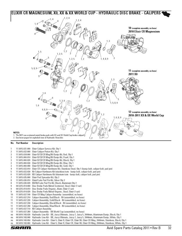CALIPER SERVICE KIT ELIXIR