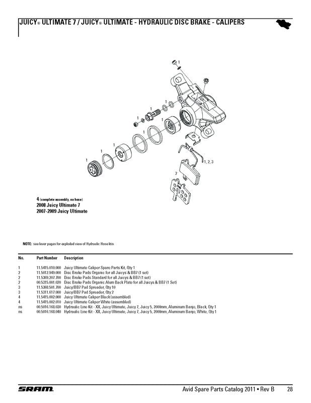 CALIPER SERVICE KIT JUICY ULT