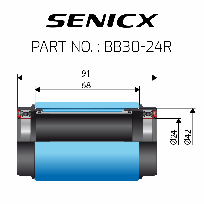 Senicx Bottom Bracket BB30 24R Steel Bearings